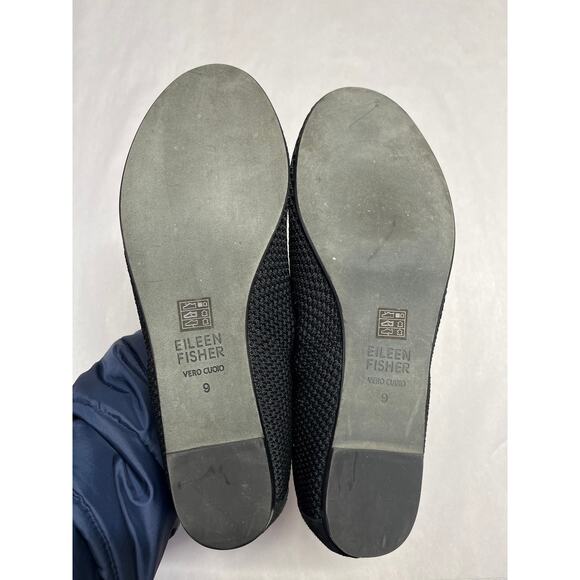 Eileen Fisher Stretch Knit Ballet Flat Black Round Toe Suede Minimalist Size 9 - Picture 7 of 7